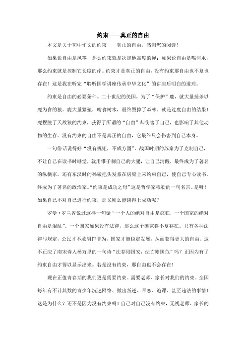 约束——真正的自由_初中作文