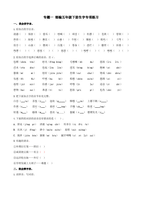 部编版五年级语文下册  生字专项练习 测试卷(含答案)