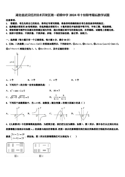 湖北省武汉经济技术开发区第一初级中学2024届十校联考最后数学试题含解析