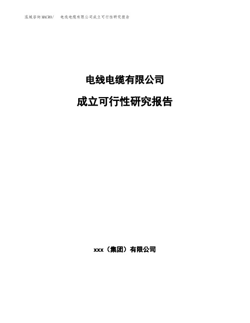 电线电缆有限公司成立可行性研究报告 (3)