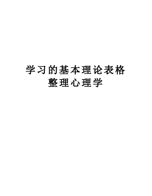 学习的基本理论表格整理心理学教学教材