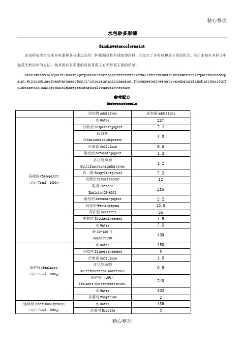 水包砂多彩漆简介及配方