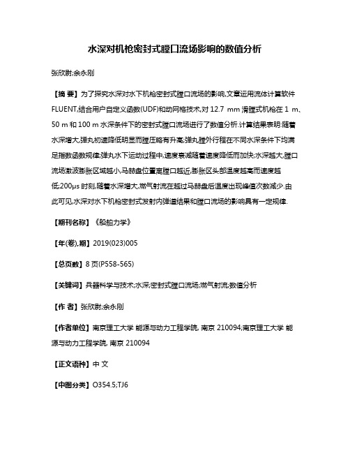 水深对机枪密封式膛口流场影响的数值分析