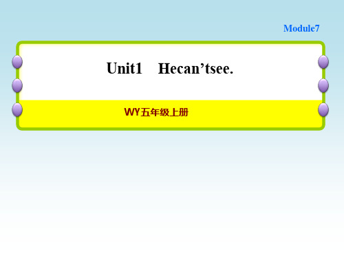 外研版五年级上册英语Module 7 Unit 1 He can't see 作业课件