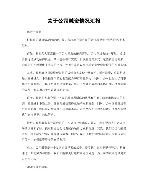 关于公司融资情况汇报