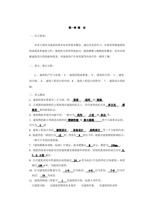 房屋建筑学习题答案