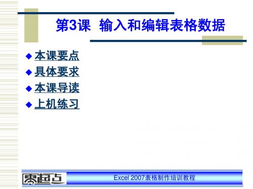 零起点excel培训教案第3课