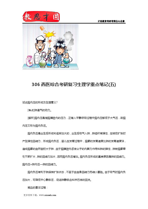 306西医综合考研复习生理学重点笔记(五)