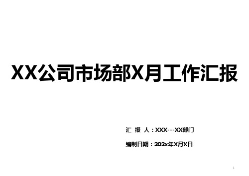 危废企业市场部月度工作汇报【模板】