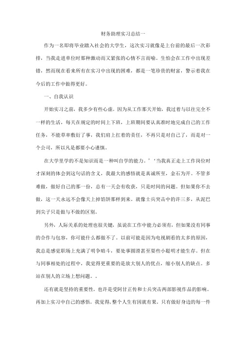 财务助理实习总结3篇