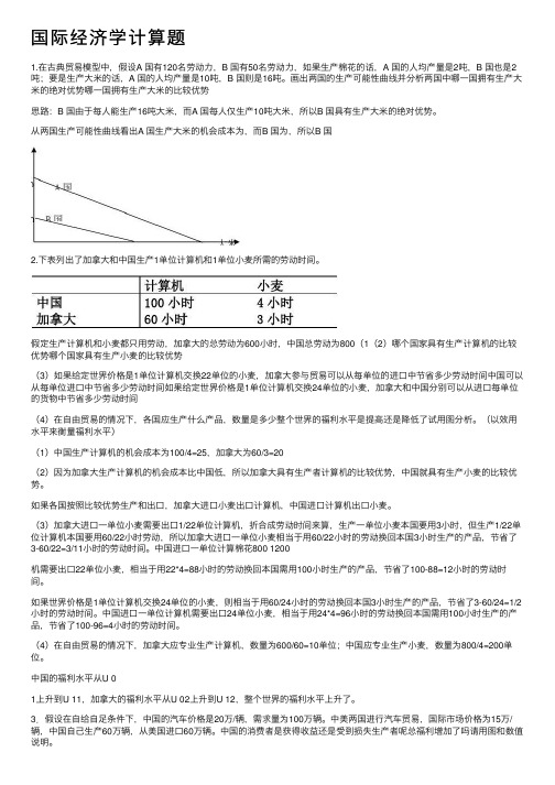 国际经济学计算题