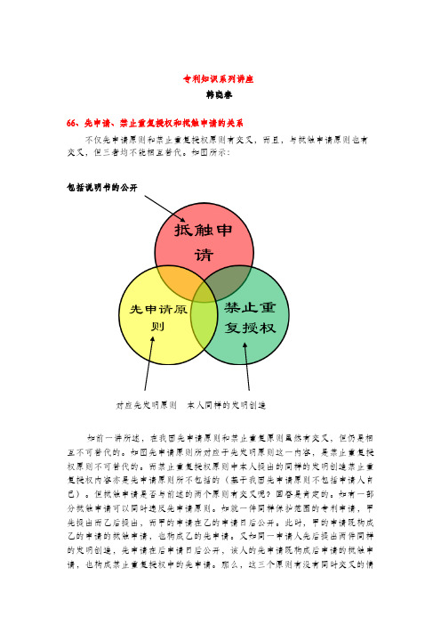 先申请、禁止重复授权和抵触申请的关系(专利知识讲座66)韩晓春