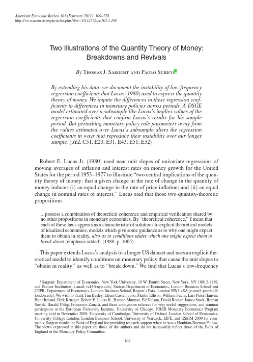 Two Illustrations of the Quantity Theory of Money-Breakdowns and Revivals