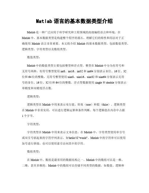 Matlab语言的基本数据类型介绍