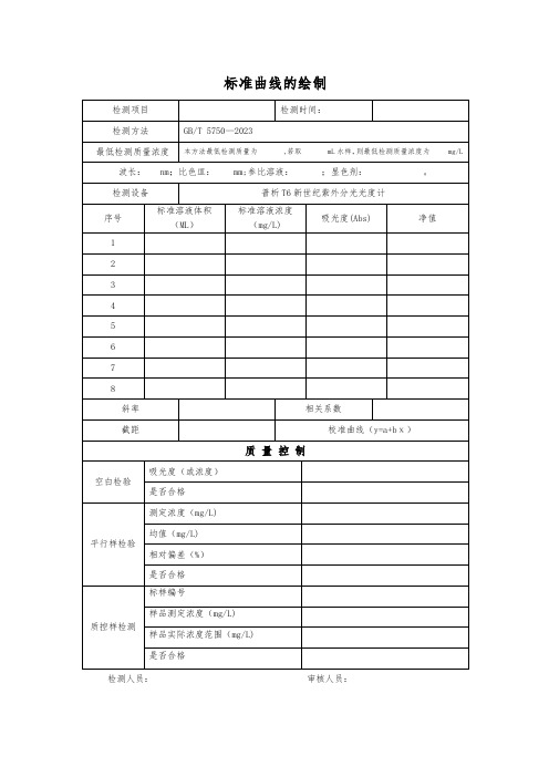 标准曲线的绘制