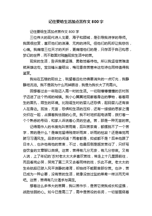 记住要给生活加点苦作文800字