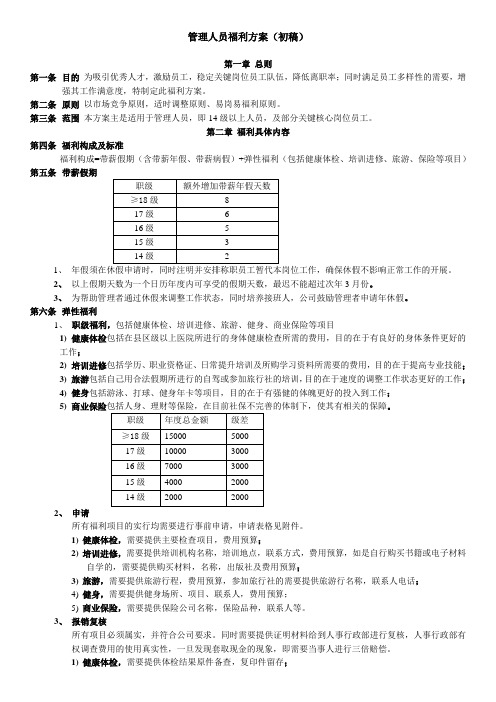 管理人员福利方案