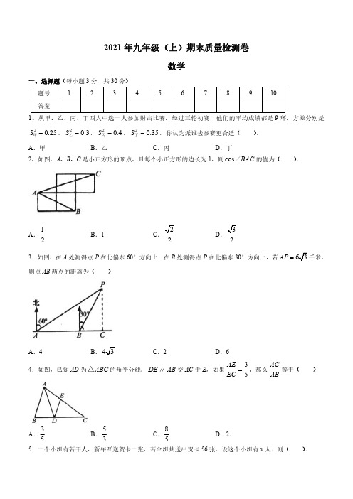 湖南省邵阳市邵阳县2021-2022学年九年级上学期期末数学试题