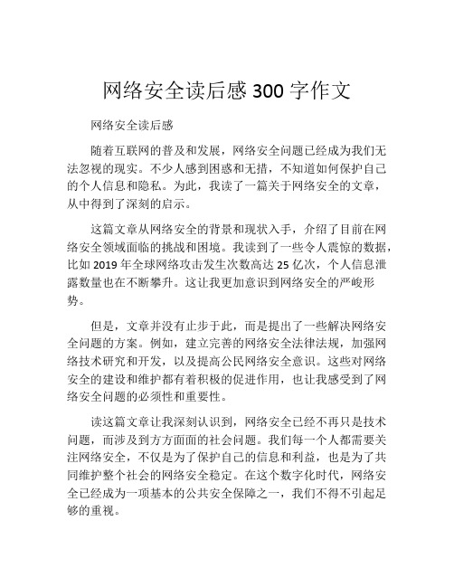 网络安全读后感300字作文