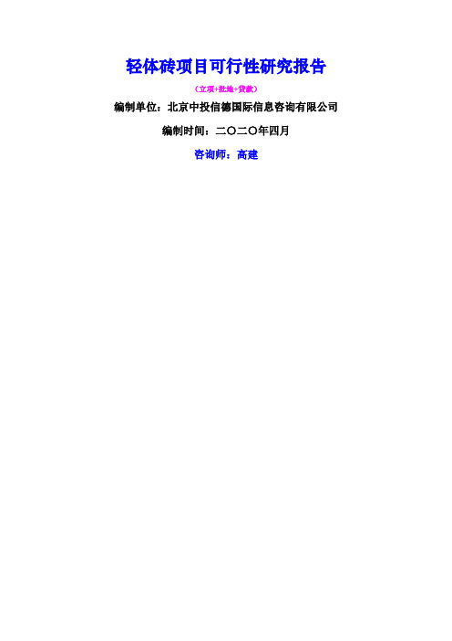 轻体砖项目可行性研究报告 (1)