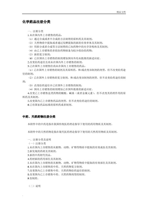 国内药品注册新药分类