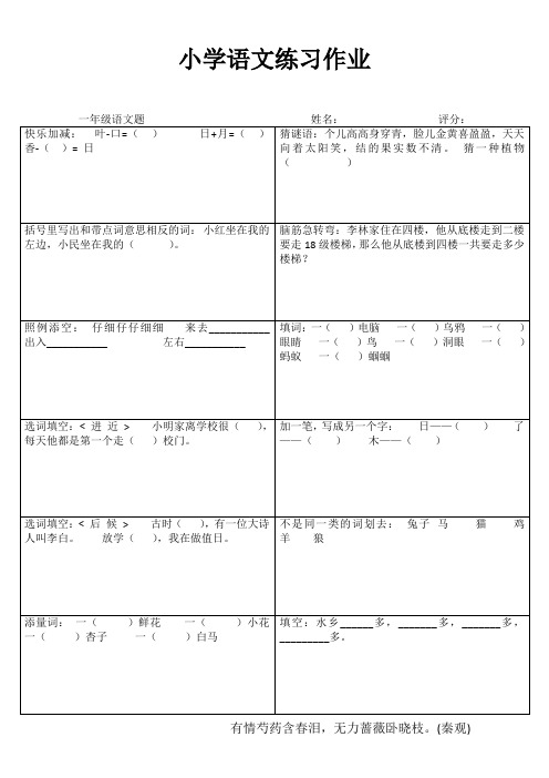 小学语文练习作业2