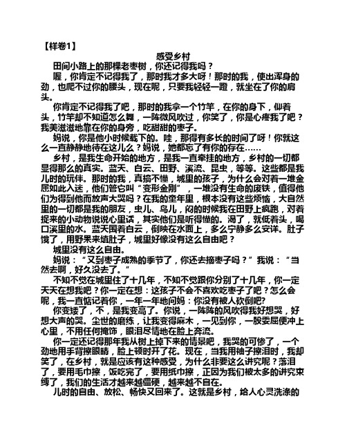 2008年浙江高考作文评卷样卷