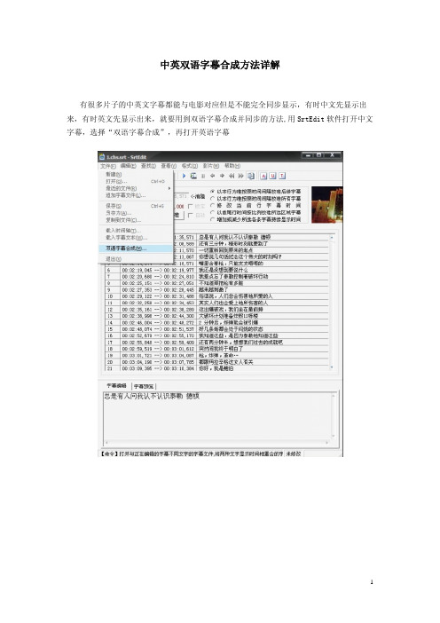 中英双语字幕合成方法详解