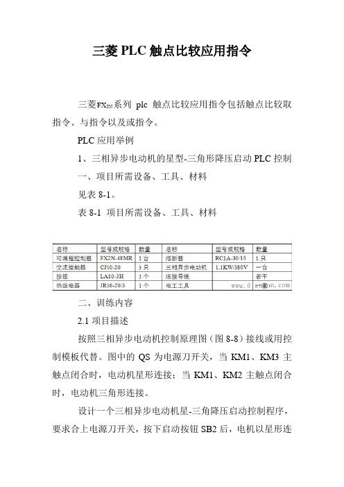 三菱PLC触点比较应用指令