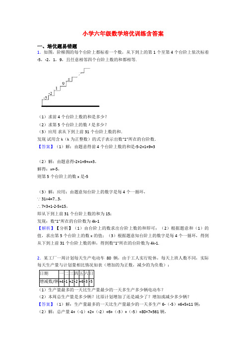 小学六年级数学培优训练含答案