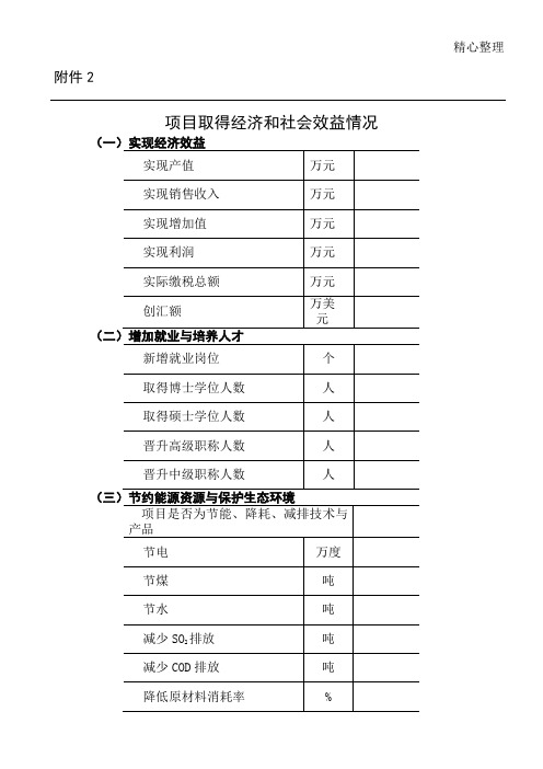 项目取得经济和社会效益情况