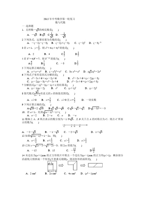 2015年中考数学第一轮复习数与式