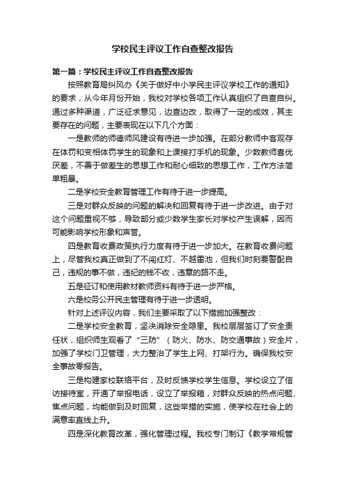 学校民主评议工作自查整改报告