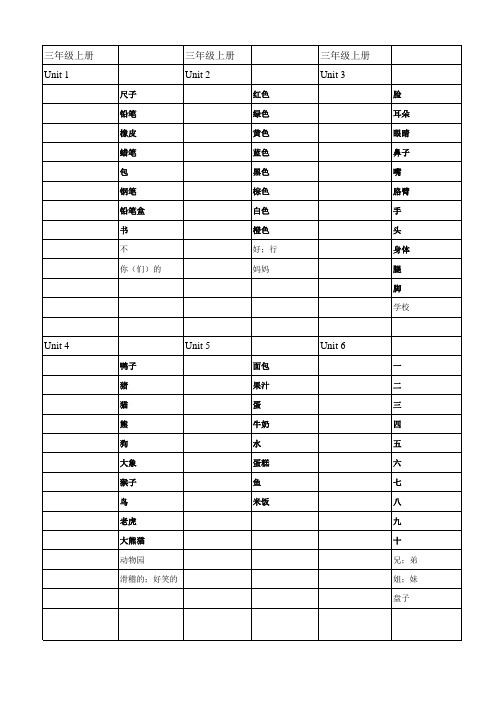 最新人教版小学英语词汇完全听写用