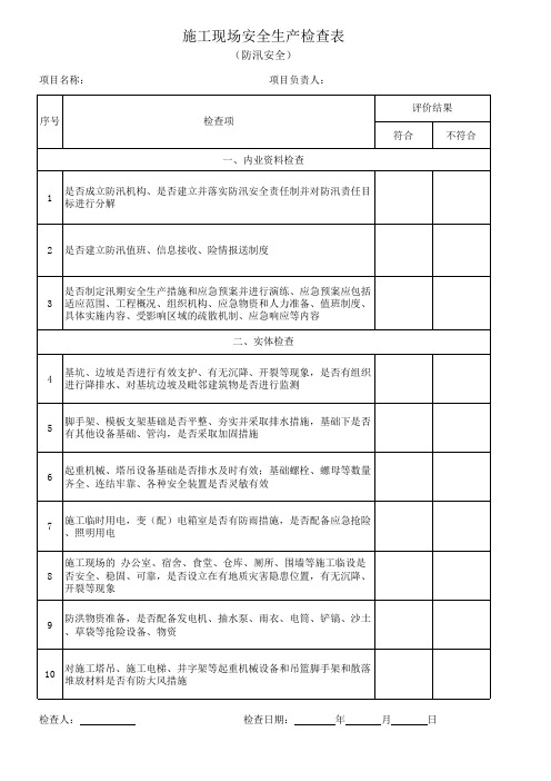 防汛安全检查表