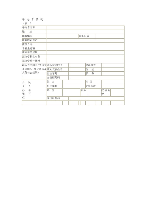 民办教育办学申请表