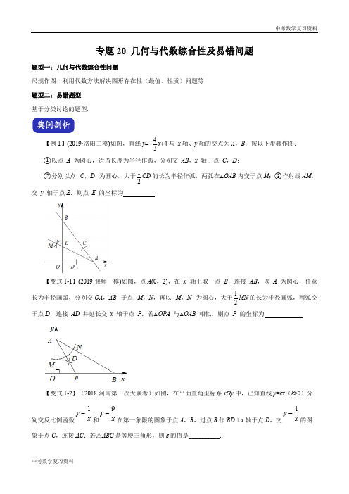 中考数学 专题20 几何与代数综合性及易错问题(原卷版)