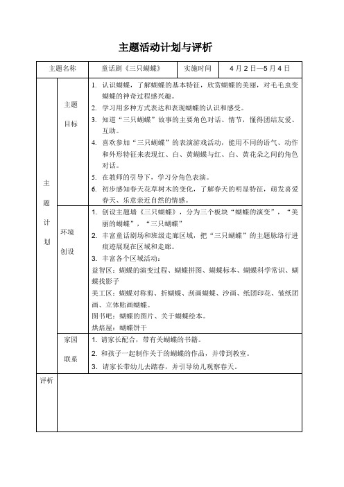 三只蝴蝶主题计划