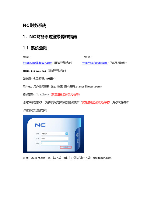 NC 财务系统登录操作指南说明书