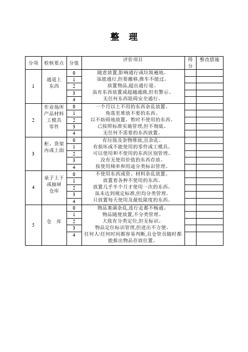 5s管理表格大全(整理版)