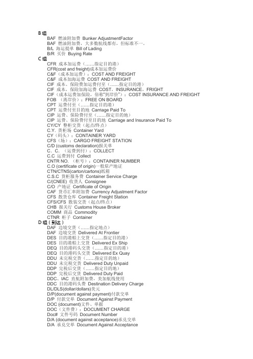 国际贸易术语大全