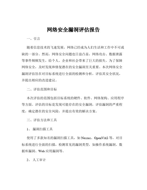 网络安全漏洞评估报告