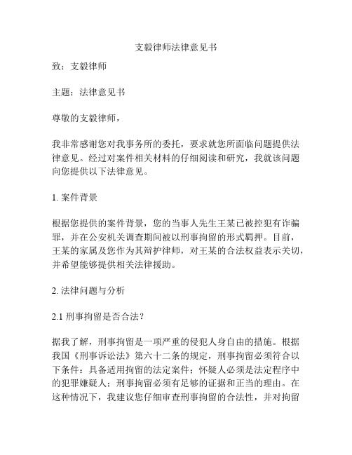 支毅律师法律意见书