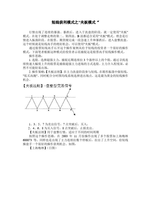 操盘秘籍之夹板模式