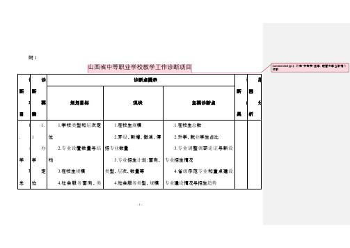 诊断项目及诊改报告