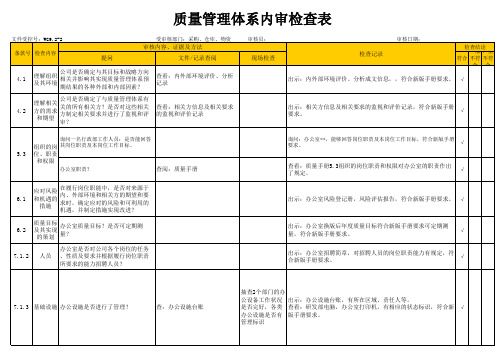 GJB9001C-2017版内审检查表-采购仓库物资部门(包含检查记录)