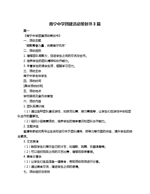 南宁中学团建活动策划书3篇