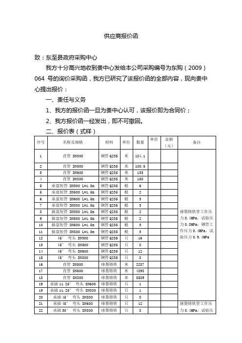 供应商报价函