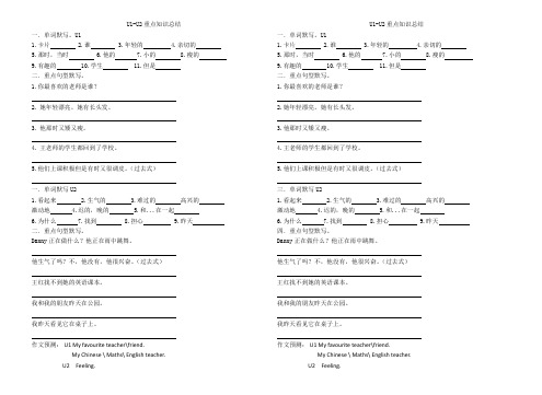 鲁科版五年级上U1-u2单词句型复习