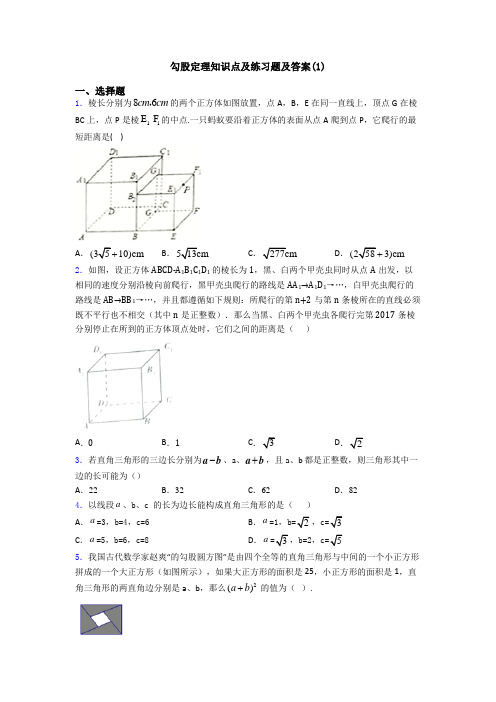 勾股定理知识点及练习题及答案(1)